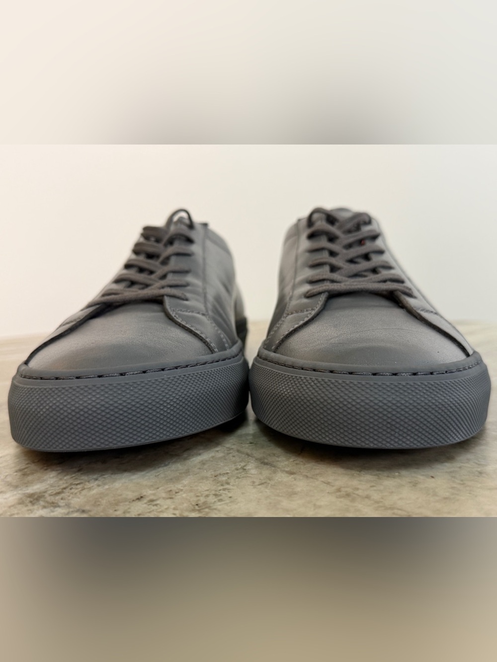 COMMON PROJECTS ORIGINAL ACHILLES LOW GRAY LEATHER 11 44 MINIMALIST $500 ITALY - Picture 9 of 11